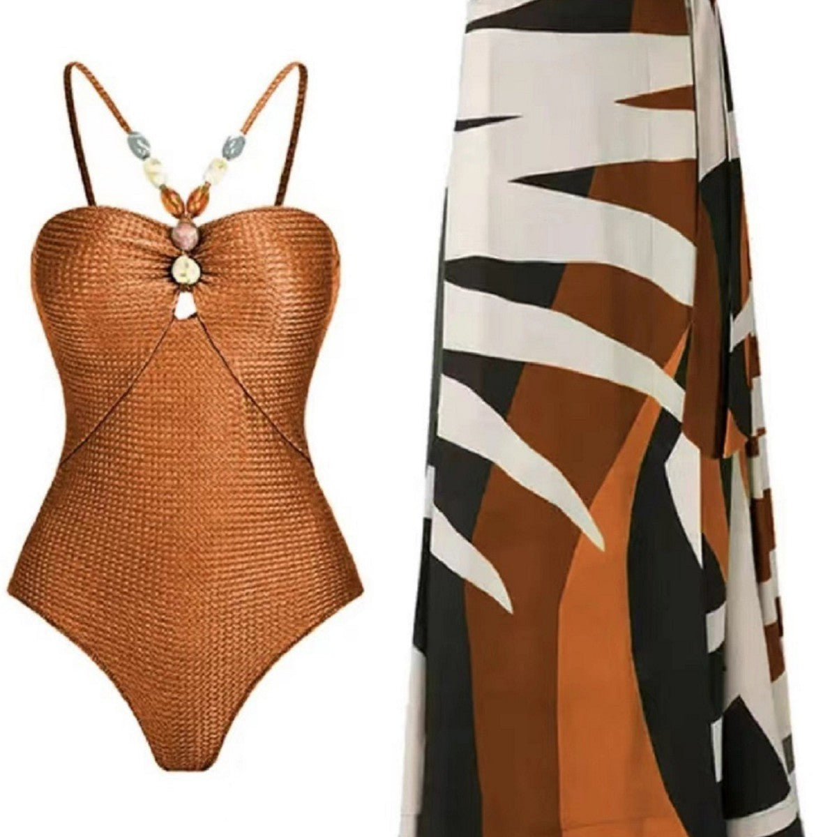 Women's Swimsuit with Trendy Cut-Out and Elegant Wrap Skirt