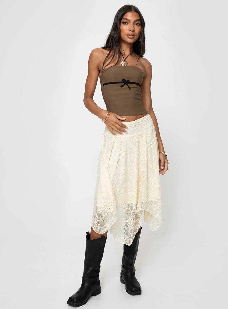Women's Modern Lace Midi Skirt with Asymmetrical Hem