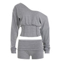 Asymmetrical One-Shoulder Lounge Set with Crop Top and Cuffed Shorts
