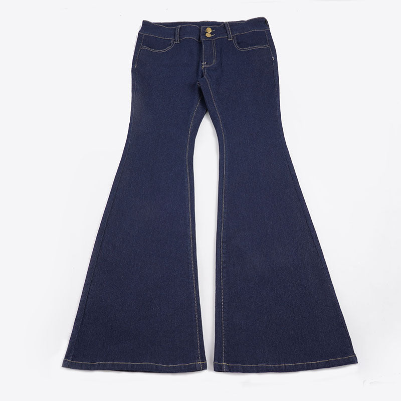 Women's Bootcut Jeans with High Waist and Detailed Stitching