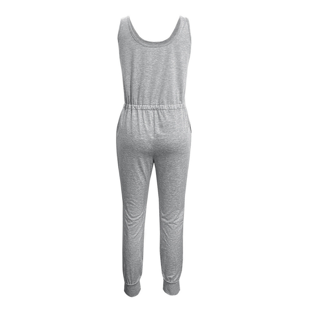 Casual Women's Overall with Pockets and Elastic Waist