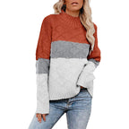 Women's Colorful Textured High-Neck Knit Sweater