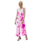 Casual Jumpsuit with Tie Belt and Button Placket