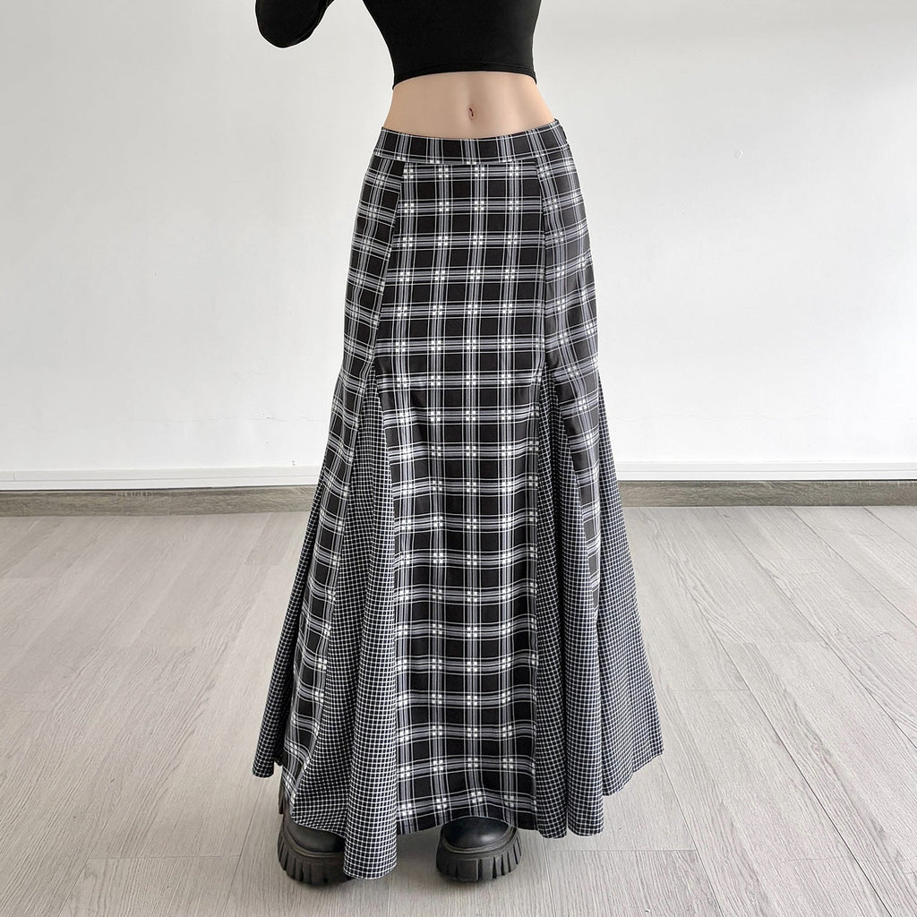 Women's Plaid Maxi Skirt with Slit