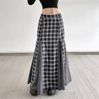 Women's Plaid Maxi Skirt with Slit