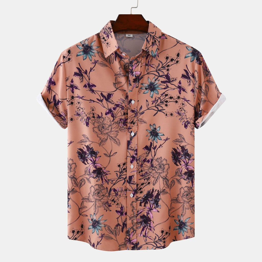 Women's Short Sleeve Shirt with Floral Accents and Modern Cut