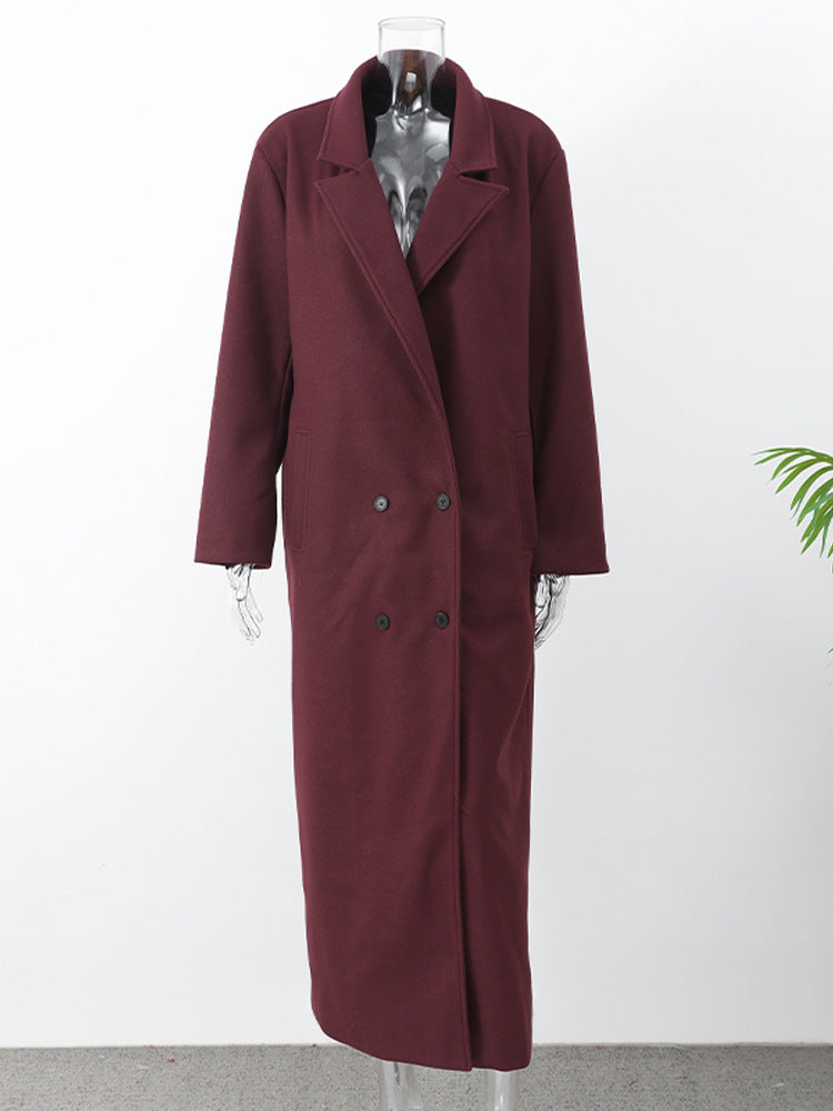 Women's Elegant Double-Breasted Wool Coat
