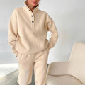 Women's Oversized Fleece Set with Stand-Up Collar and Joggers
