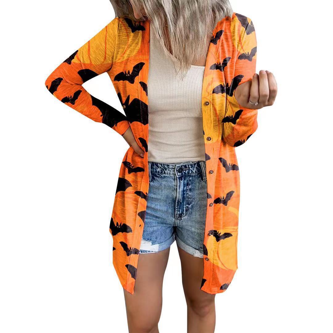 Women's Long-Sleeve Blouse with Animal Print and Button Closure