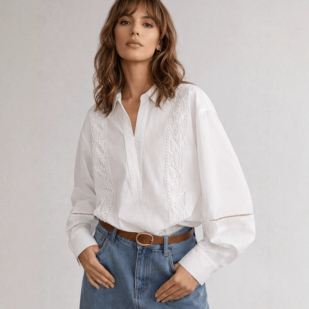 Women's Elegant Blouse with Fine Embroidery Details