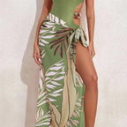 Women's Asymmetrical Swimsuit Set with Elegant Sarong