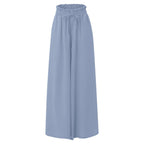 Women's Elegant and Airy Wide-Leg Trousers with Elastic Waist and Pockets