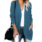 Women's Casual Knit Coat with Pockets and Open Front