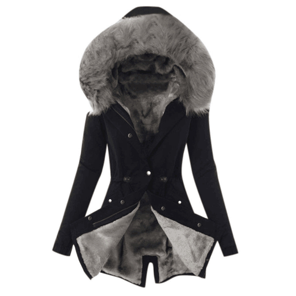 Women's Lined Parka with Faux Fur Collar