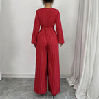 Elegant Jumpsuit with Adjustable Belt and Pleated Cut