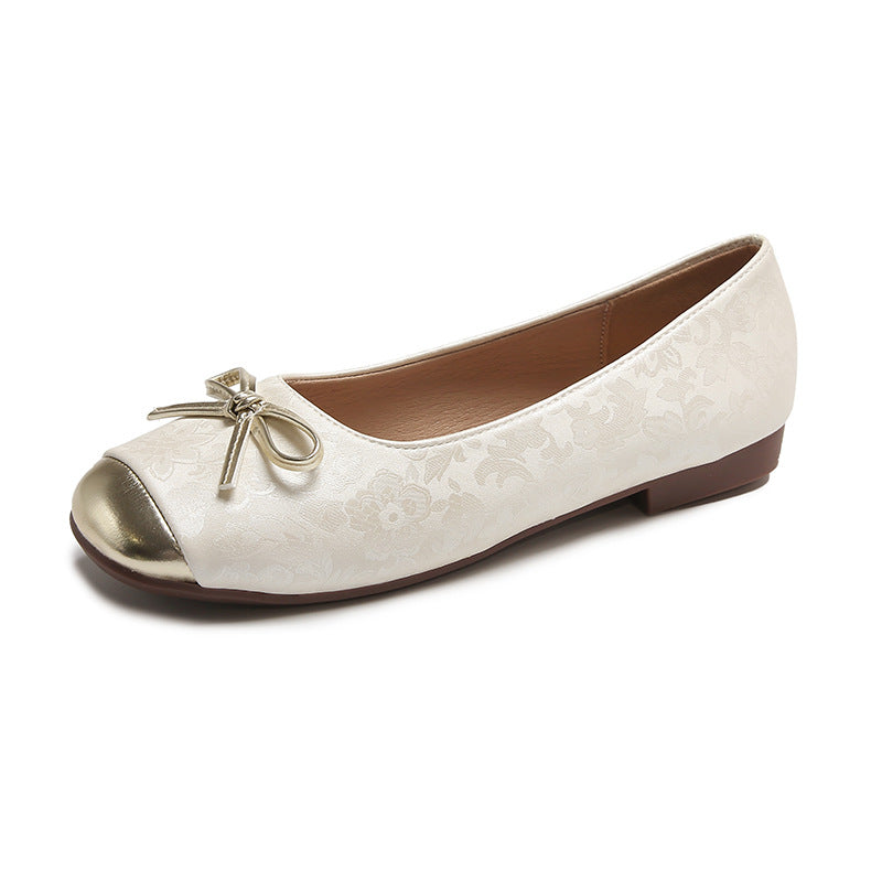 Women's Bow Design Ballet Flats with Metal Clasp