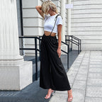 Women's Elegant High-Waisted Palazzo Pants with Side Pockets
