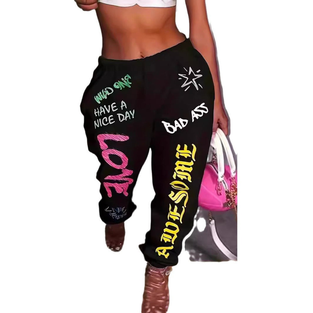 Women's Graphic Lounge Pants with Elastic Waist