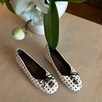 Women's Ballet Flats with Charming Polka Dot Pattern and Dainty Bow Detail