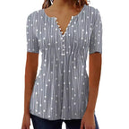 Polka Dot Blouse with Button Placket