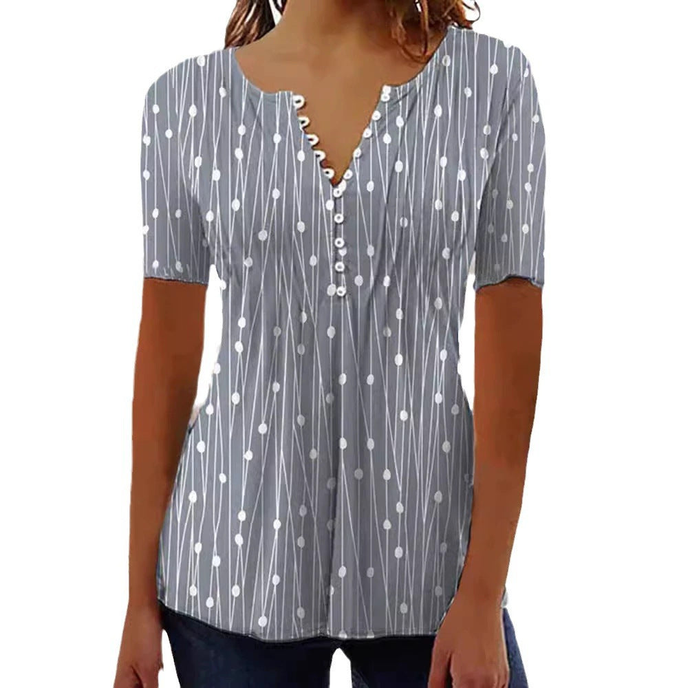 Polka Dot Blouse with Button Placket
