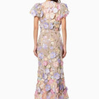 Women's Floral Dress with 3D Flower Appliqués