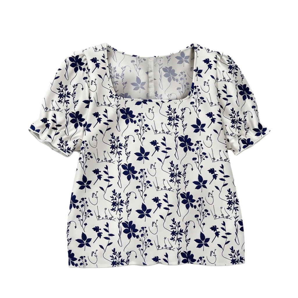 Women's Floral Print Short Sleeve Blouse