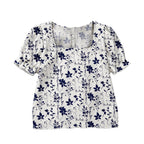 Women's Floral Print Short Sleeve Blouse