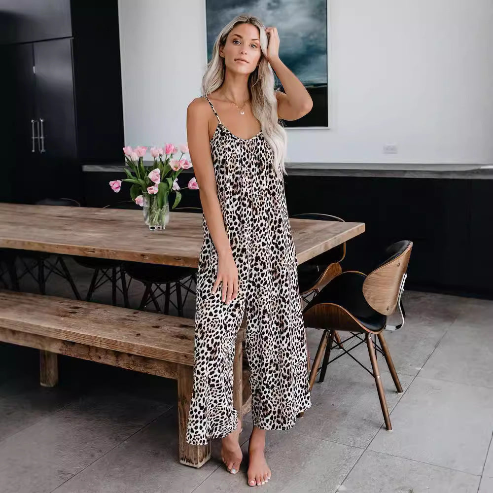 Casual Women's Maxi Jumpsuit in Lightweight Fabric with Tie-Dye Pattern