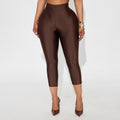 Women's High-Waisted Glossy Capri Leggings
