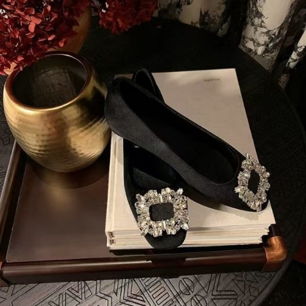 Women's Ballet Flats with Decorative Rhinestone Detail