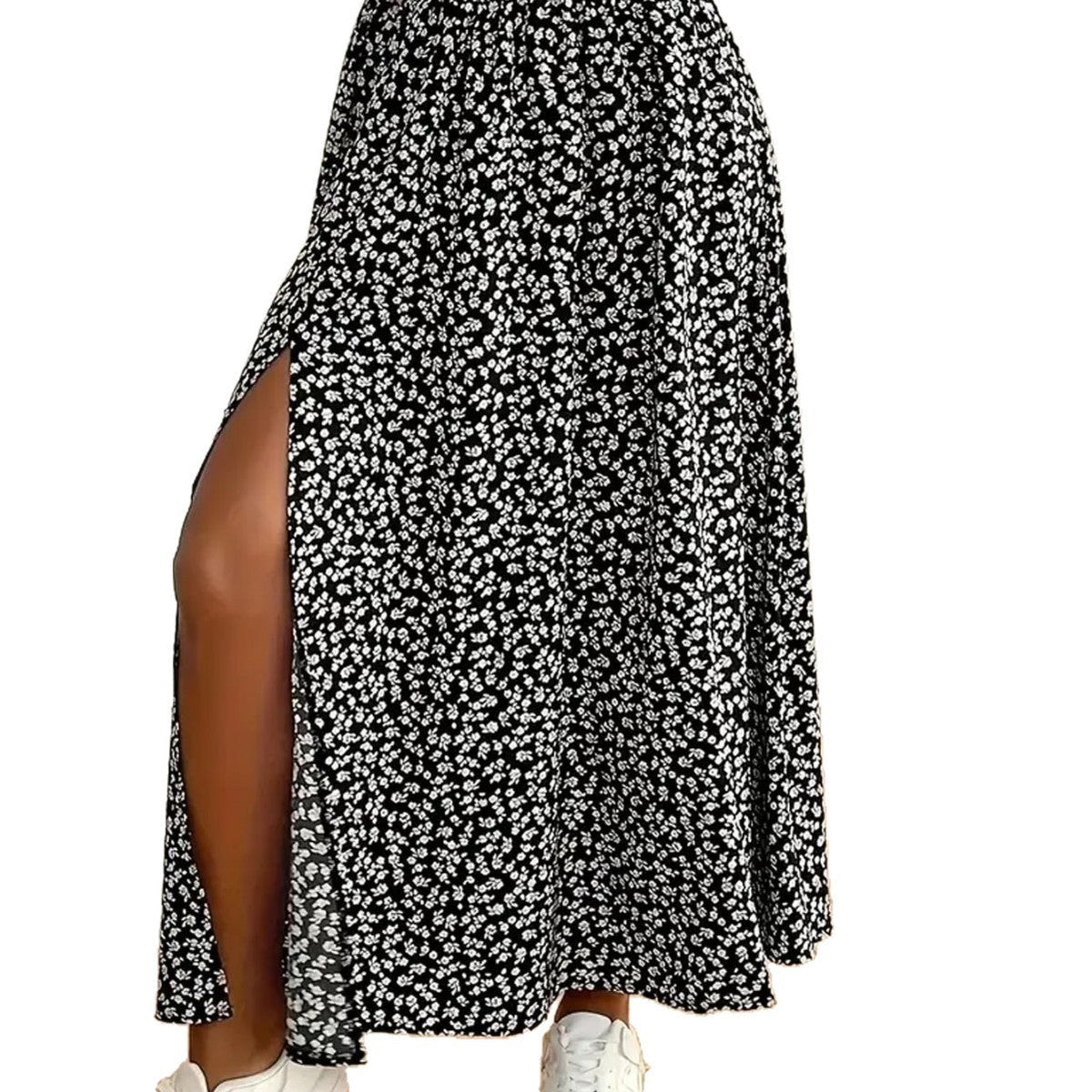 Women's Floral Maxi Skirt with Side Slit