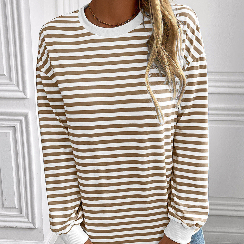 Women's Striped Long-Sleeve Sweater with Casual Fit