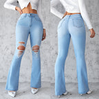 Women's Flared Jeans with Distressed Details