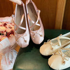 Women's Ballet Flats with Fine Straps and Bow Detail