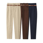 Women's Elegant Chino Pants with Pockets and Belt
