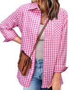 Women's Plaid Shirt with Casual Cut and Chest Pocket