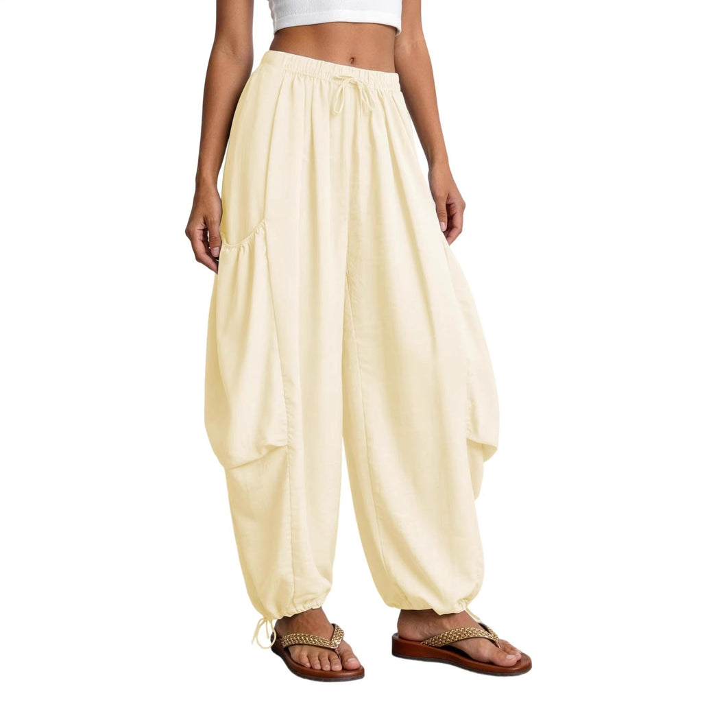 Women's Comfortable Casual Pants with Oversized Pockets and Elastic Waistband