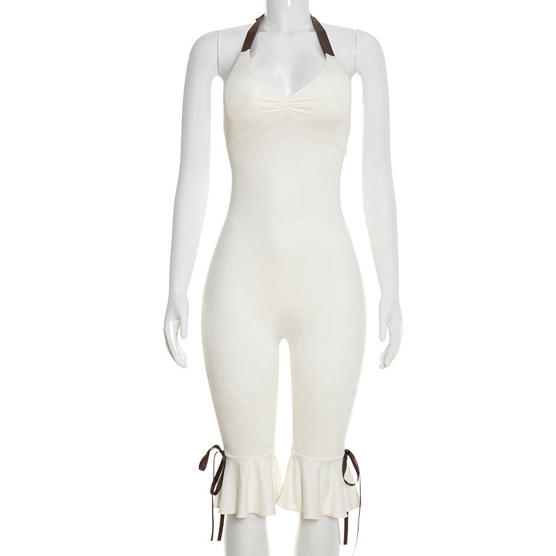 Elegant Overall with Ruffle Details and Adjustable Straps