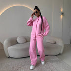 Elegant and Comfortable Leisure Set with Button Placket and Wide Cut