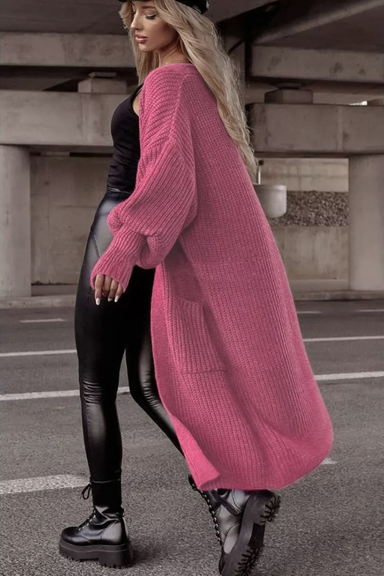Women's Chunky Knit Cardigan with Deep Pockets and Casual Oversized Fit