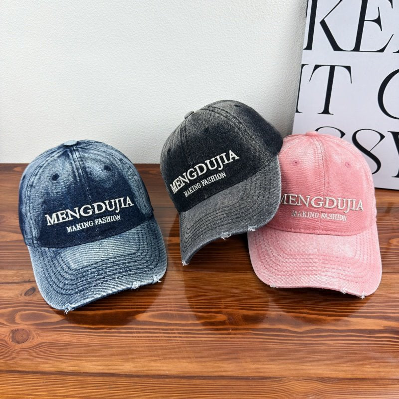 Men's Distressed Denim Baseball Cap