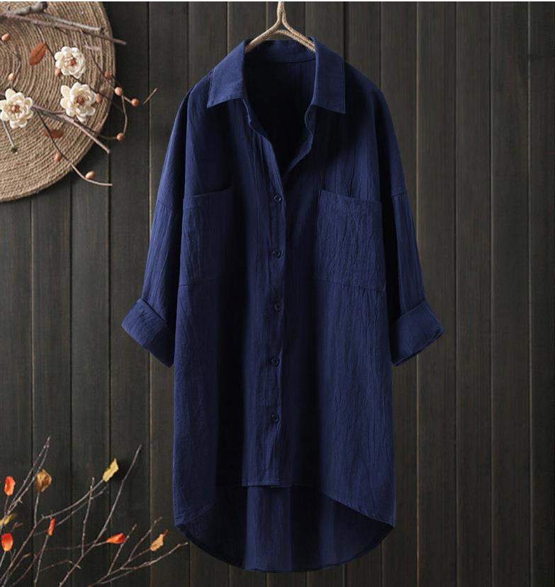 Casual Long-Sleeve Button-Down Blouse