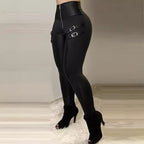 Women's High-Waisted Leggings with Buckle Details