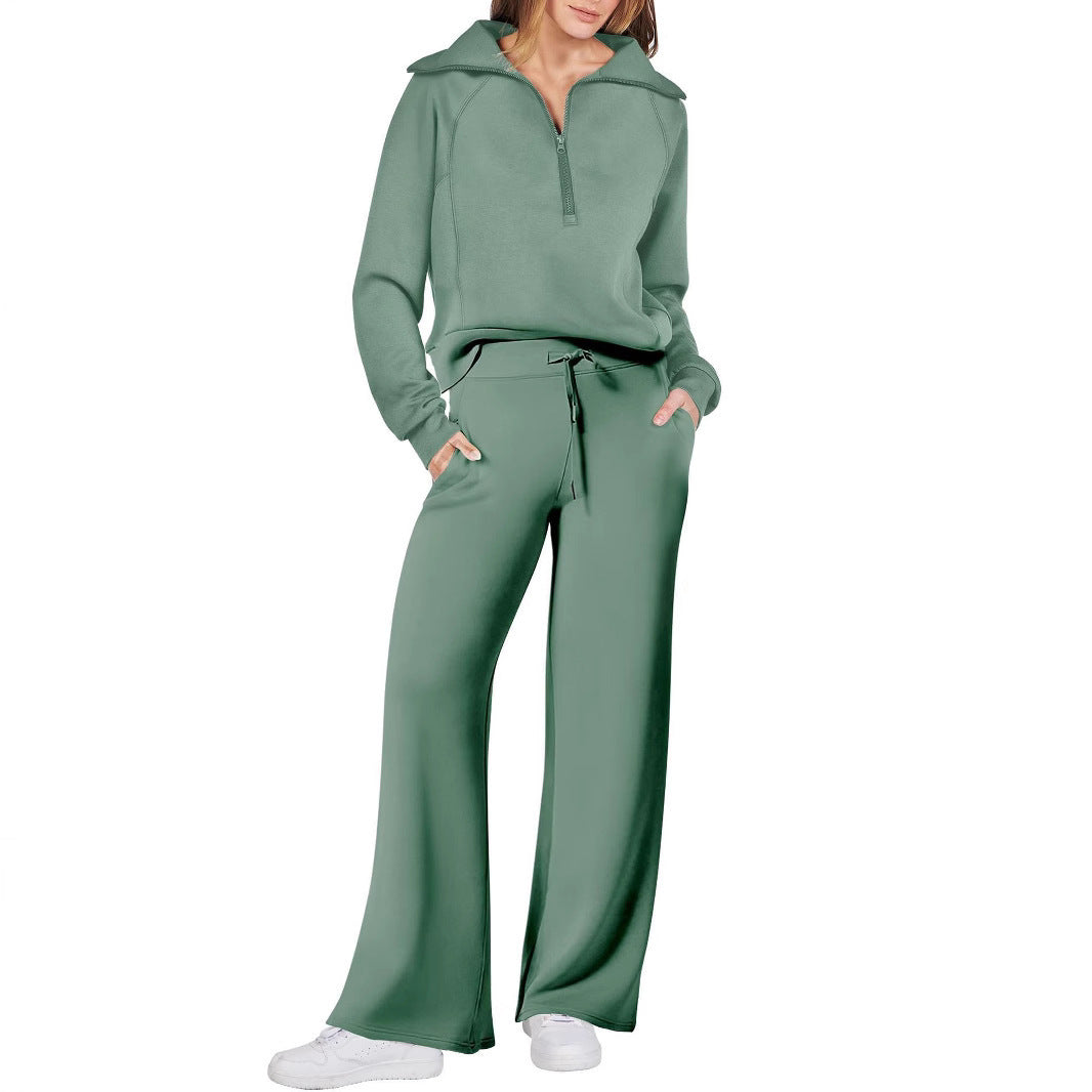 Elegant Women's Leisure Set with High Neck