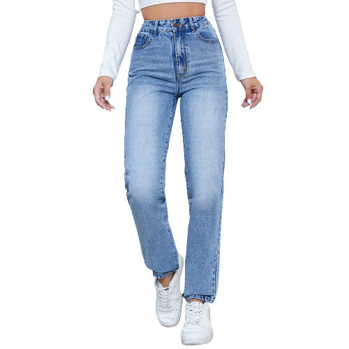 High-Waisted Slim-Fit Jeans