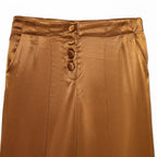 Women's Elegant Culotte Trousers with Button Details and High Waist