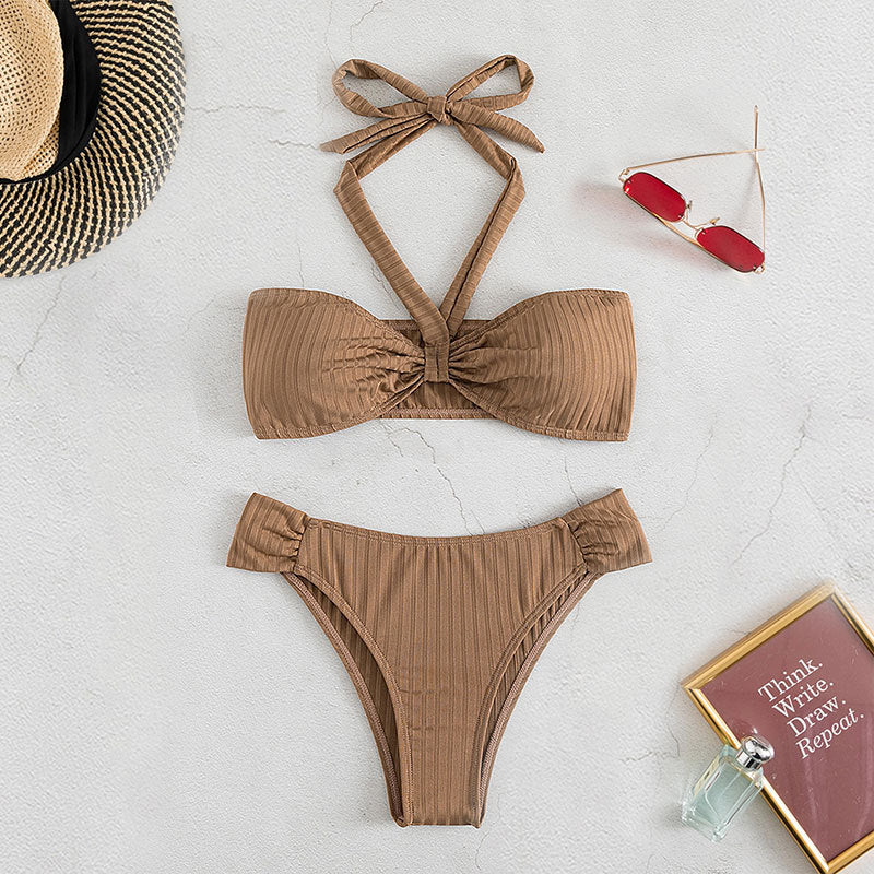 Women's Bandeau Bikini with Draped Design