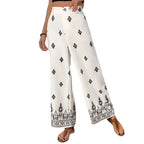 Women's Elegant Loose-Fit Patterned Trousers