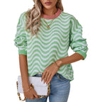 Women's Cozy Sweater with Modern Wave Patterns